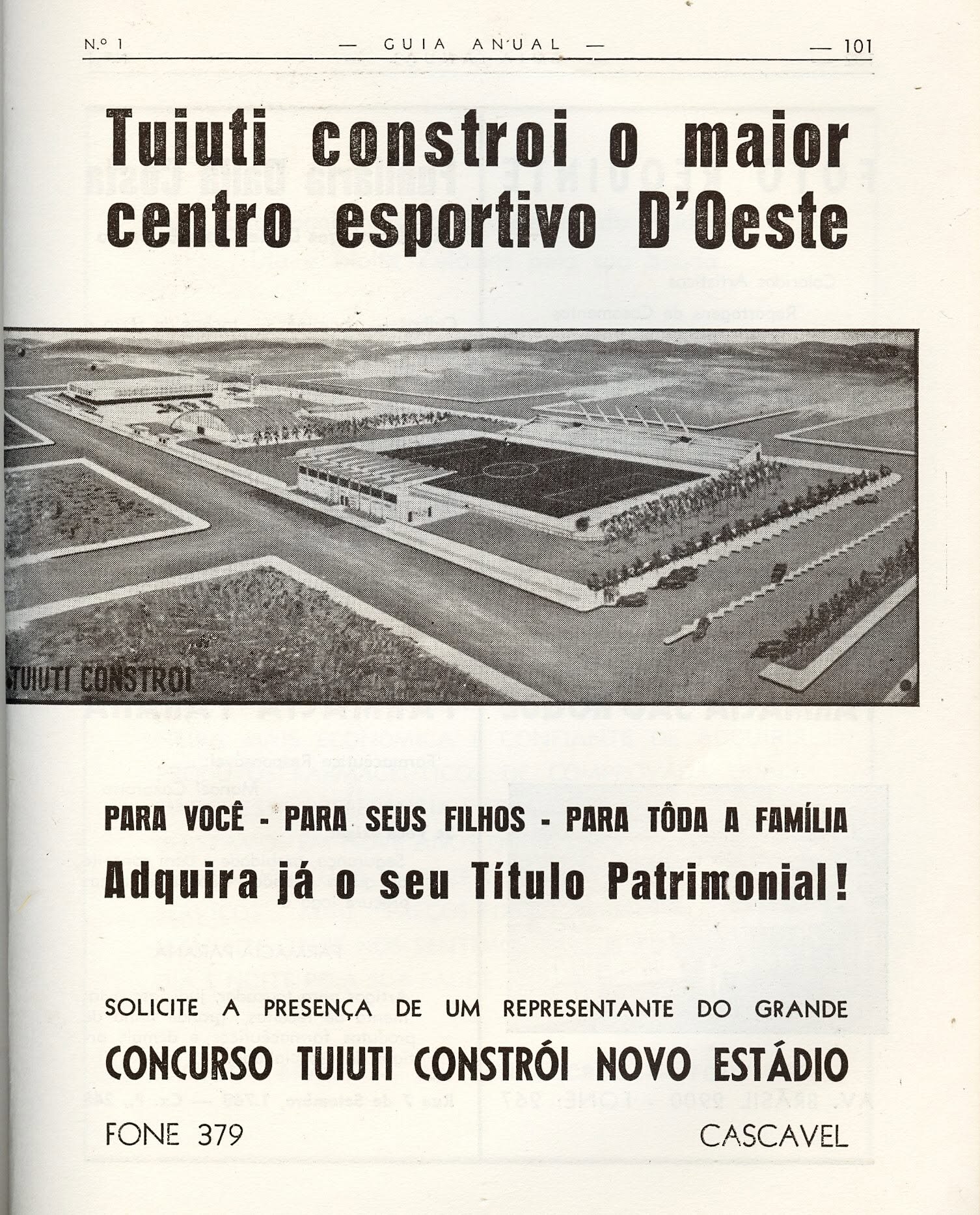 O anúncio do Centro Esportivo - 1968
